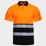 Сигнална тениска с яка PRISMA HV ORANGE/BLACK – работно облекло с високо качество и комфорт