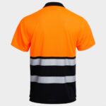 Сигнална тениска с яка PRISMA HV ORANGE/BLACK – работно облекло с високо качество и комфорт