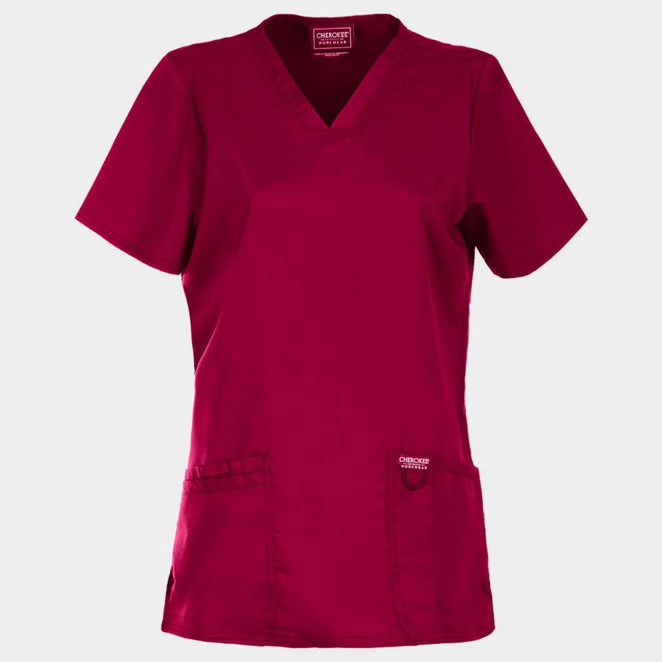 Дамска медицинска туника CHEROKEE V-NECK BURGUNDY WWE620 – удобно медицинско облекло за лекари и медицински персонал Дамска медицинска туника CHEROKEE V-NECK BURGUNDY WWE620 – удобно медицинско облекло за лекари и медицински персонал